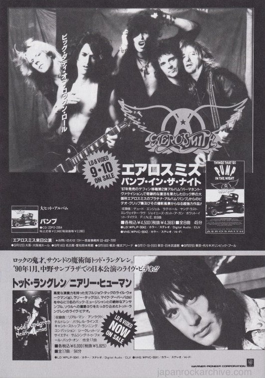 Aerosmith 1990 10 Pump In The Night Japan video promo ad For Sale