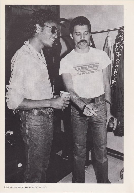 Freddie Mercury & Michael Jackson 1982 03 Japanese music press cutting clipping - photo pinup - Queen Sale