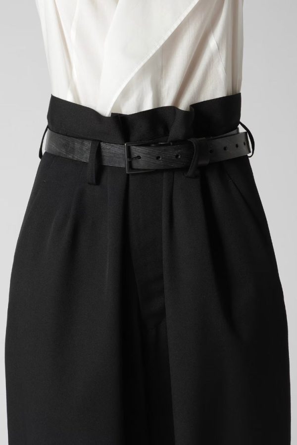 Wool Gabardine High Waist Belted Pants For Discount