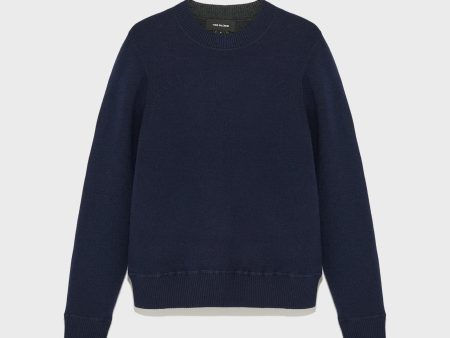 Pull crew neck en maille laine-cachemire réversible bicolore Cheap