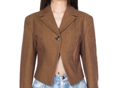 Woven Hannah Laser-Cut Cropped Jacket For Cheap