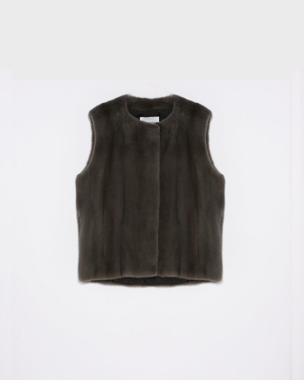 Gilet en fourrure de vison long poil Sale