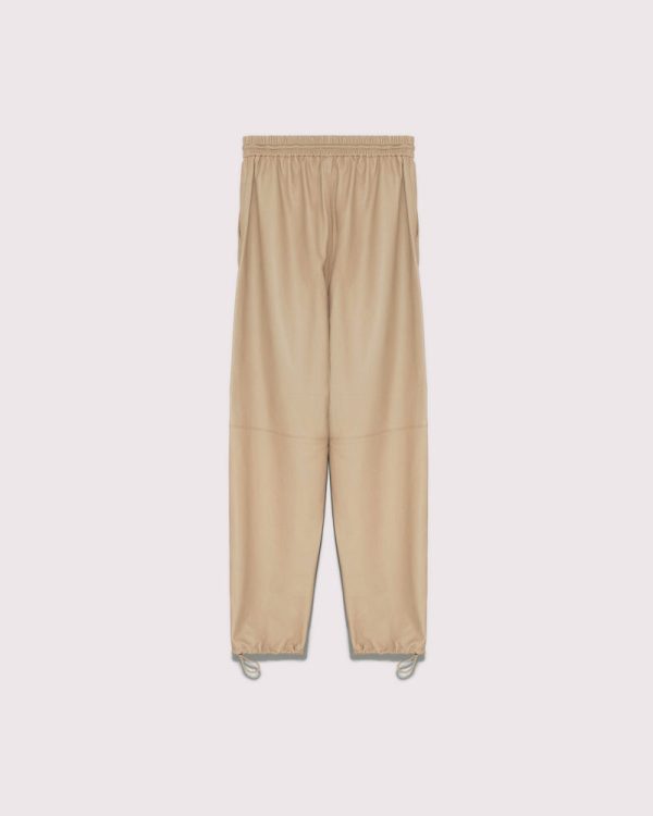 pantalon jogging en cuir beige Hot on Sale