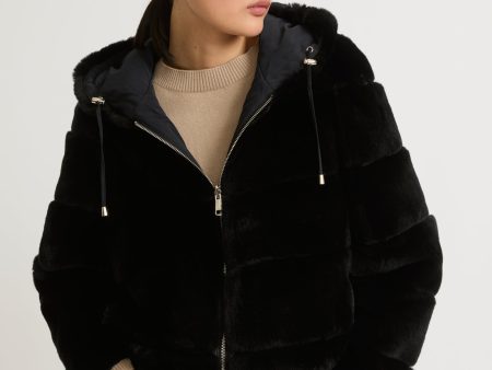 Parka courte réversible en tissu technique et lapin rex Online Sale