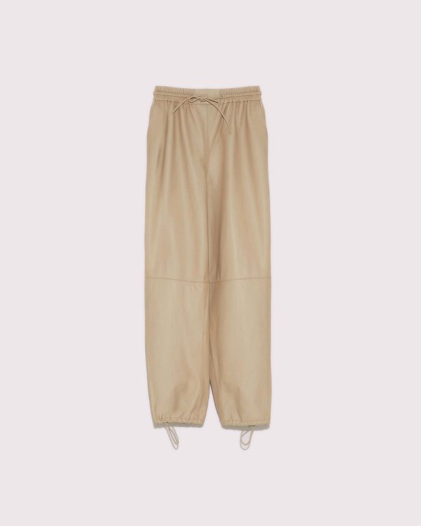 pantalon jogging en cuir beige Hot on Sale