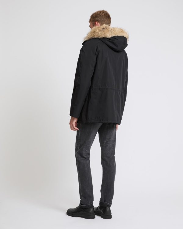 Parka iconique courte en coton technique avec fourrure de coyote et lapin Online Sale