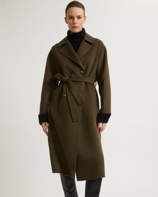 Trench long en lainage cachemire Discount