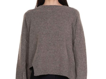 Yak Boxy Crew Neck Jumper Taupe For Discount