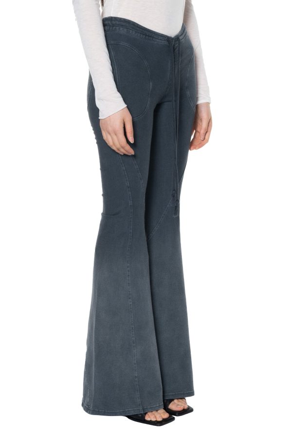 Washed Flared jersey Trousers Grey Discount