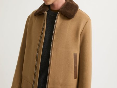 Veste zippée en tissu double-face laine-cachemire avec col en fourrure de vison Online