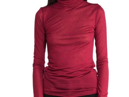 Wine Long Sleeves Turtle Neck Online Sale