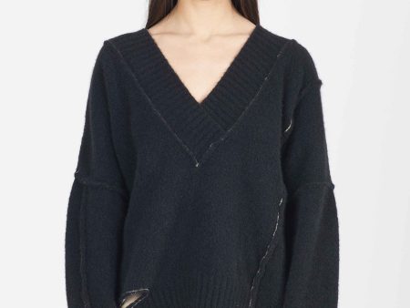 Yak V-Neck Jumper Black Online Sale