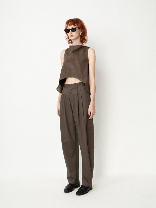 Wood-Irregular Wide Trousers Online Hot Sale