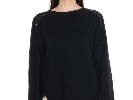 Yak Boxy Crew Neck Jumper Black For Discount