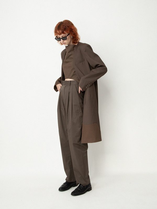 Wood-Irregular Wide Trousers Online Hot Sale